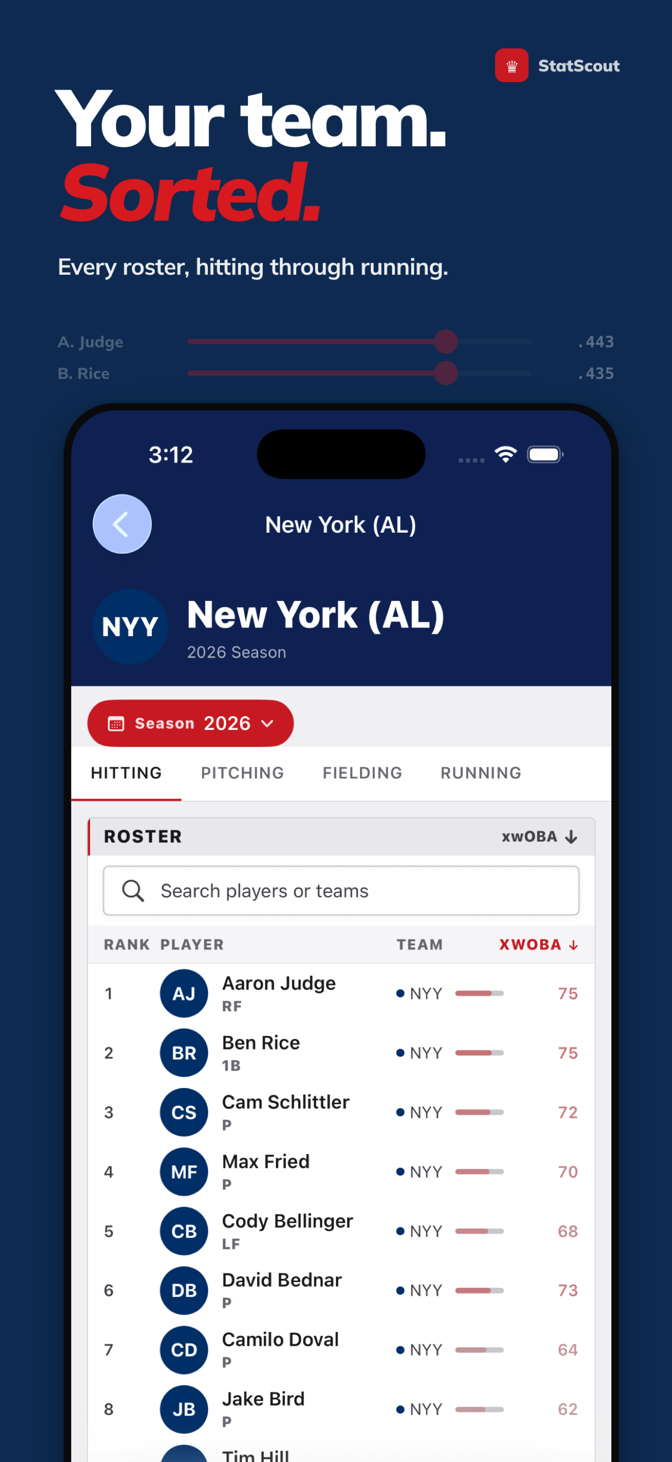 Team Roster — Browse every team with position breakdowns
