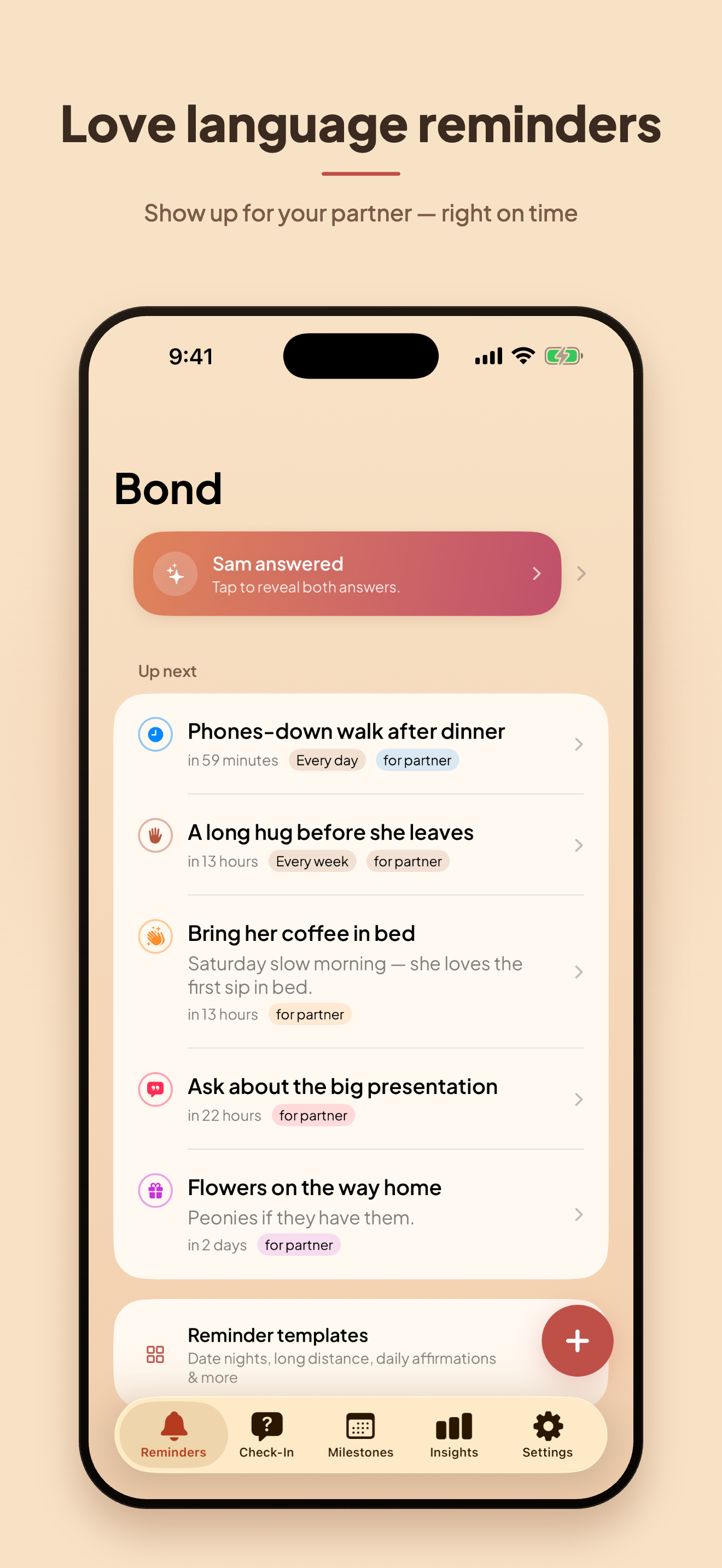 Love language reminders — show up for your partner, right on time