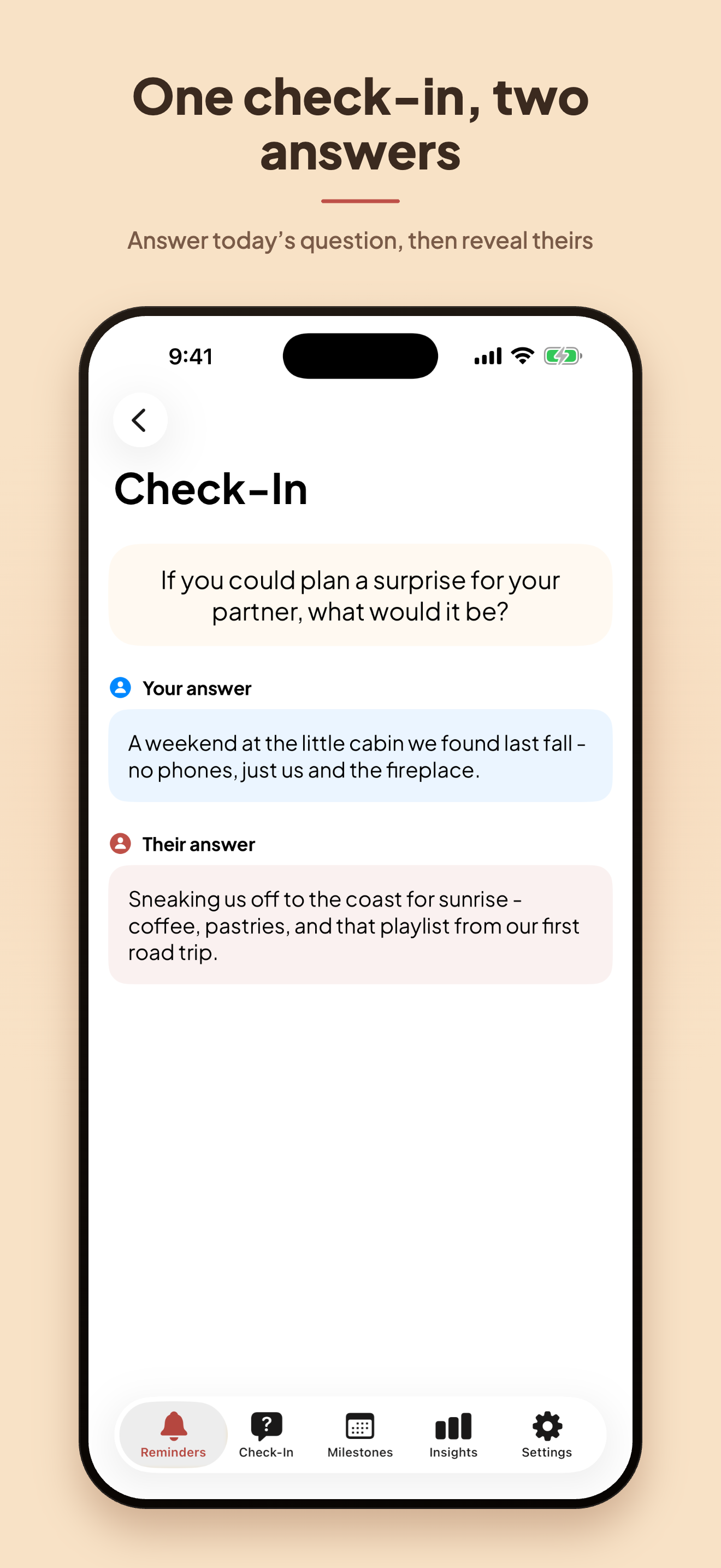 Daily check-in — answer one question together