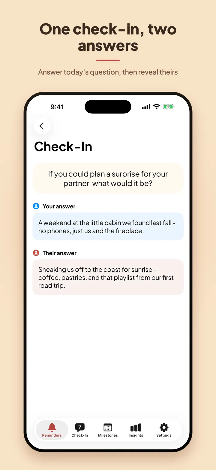 Daily check-in: answer one question together