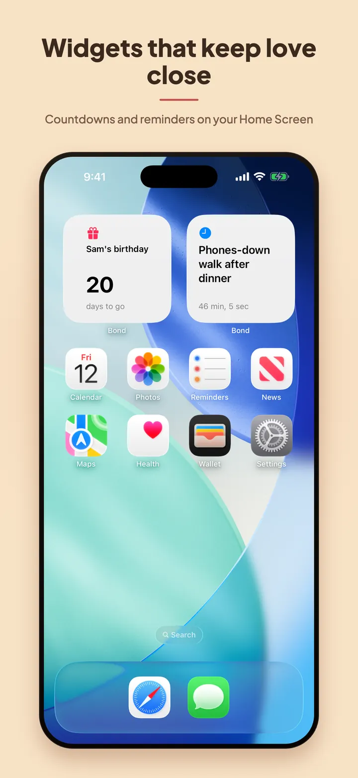 Widgets: next reminder and milestone countdown on your home screen