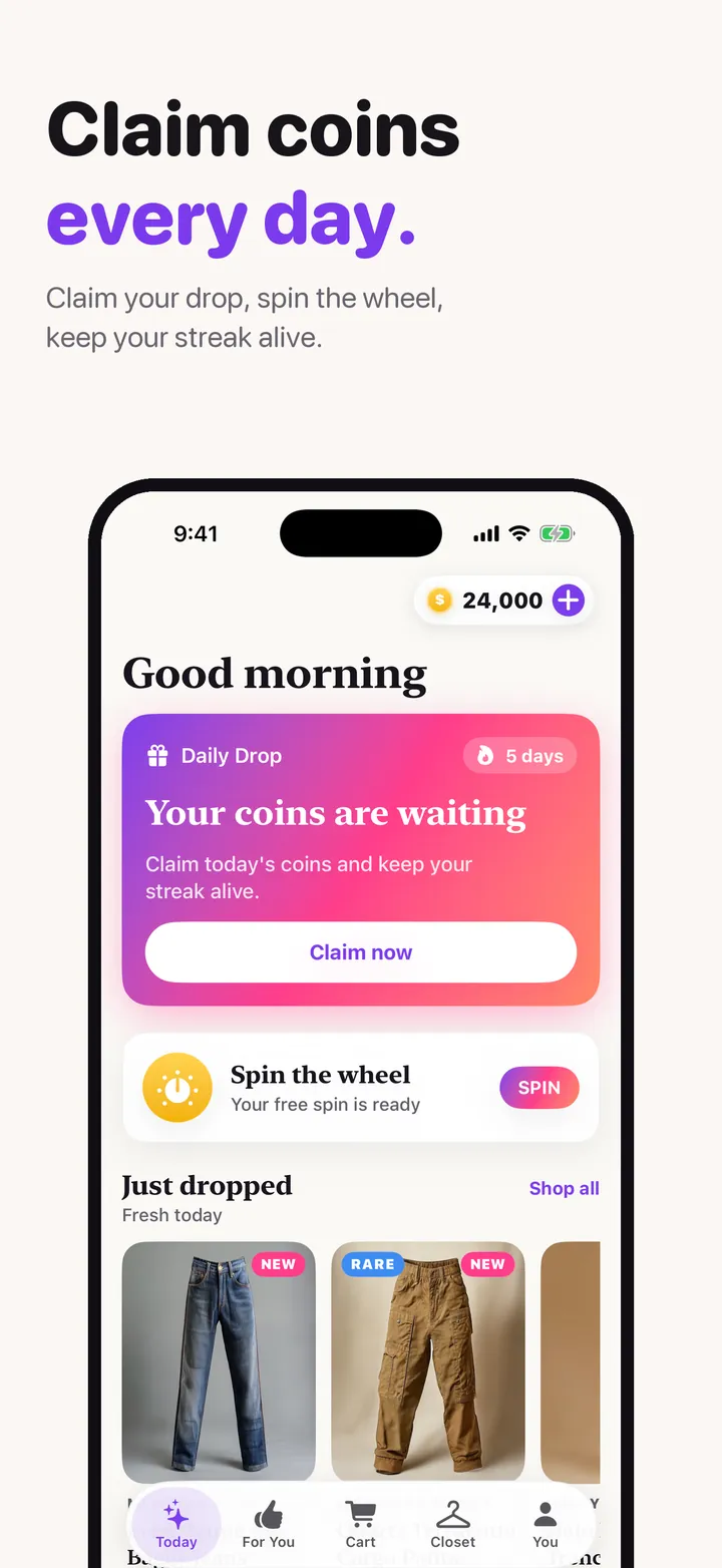 Free coins every day. Daily coin drop and streak
