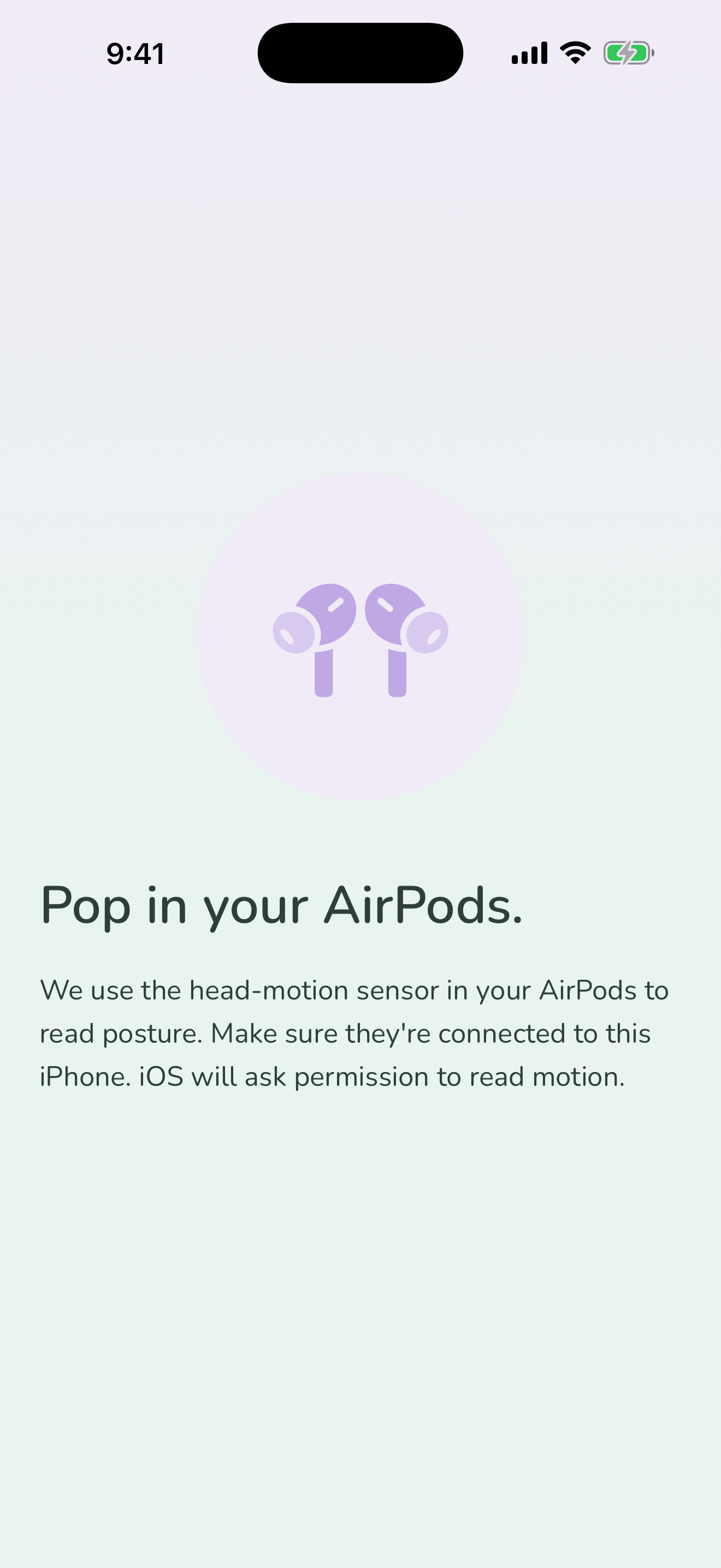 Live posture status. — Real-time alignment reading from your AirPods, right on the Today screen